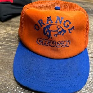 vintage trucker hat, rare Orange Crush Mustang 80s